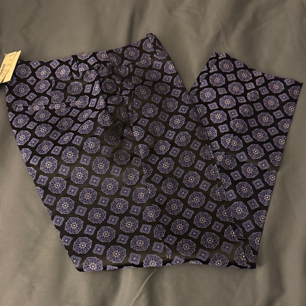 J. Crew Silk Purple and Black Geometric Pants